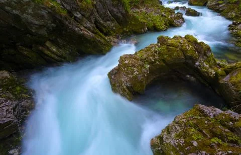 Soteska Vintgar in the river Radovna Stock Photos