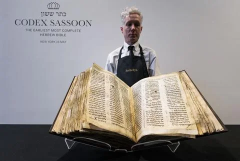 Sotheby's Auction Preview of Codex Sasson Hebrew Bible, New York, USA - 15 Feb 2 Stock Photos