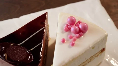 Souffle cake with chocolate glaze Stock Footage 132043464