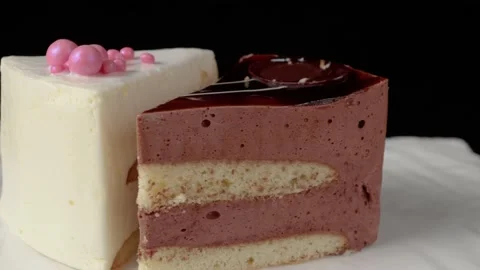 Souffle cake with chocolate glaze Stock Footage 132043503
