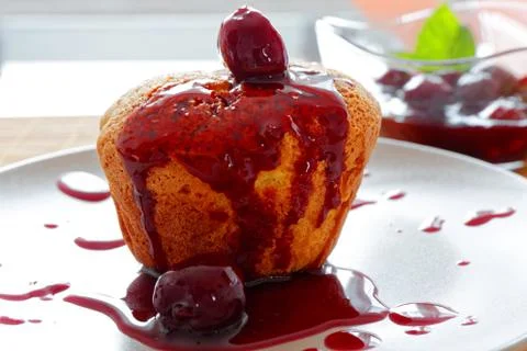 Souffle with cherries Stock Photos