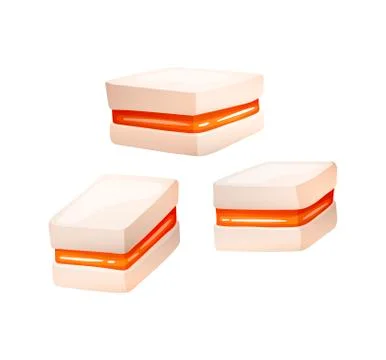 Souffle with orange jam, vector candy set Stock Illustration