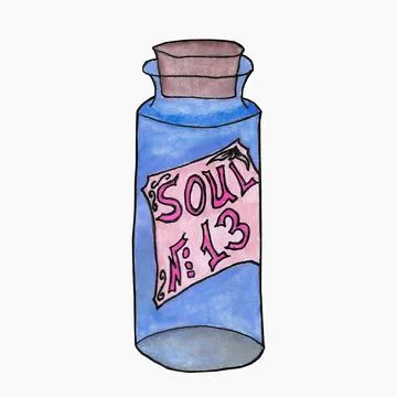 Soul # 13 flaskMagic colored flask of witch fluid for mystery process. Stock Illustration
