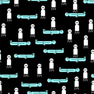 Soul flies out of body pattern seamless. Ghost and dead man background. Bab.. Stock Illustration