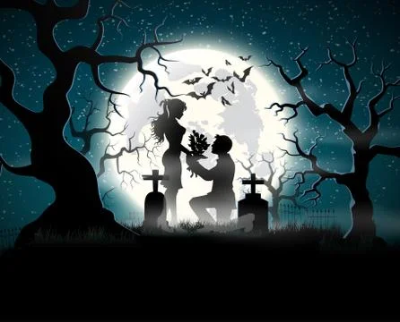 Soul lovers in the moonlight . Stock Illustration