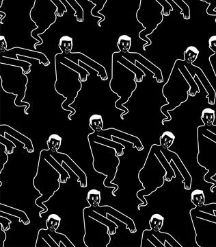 Soul of man pattern seamless. Boy spirit background. ghost of man texture Stock-Illustration