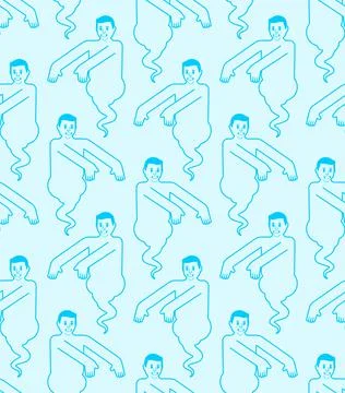 Soul of man pattern seamless. Boy spirit background. ghost of man texture Ilustración de archivo