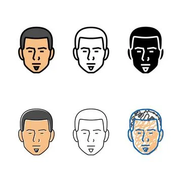 Soul patch beard hair style types color icon vector Stock Illustration