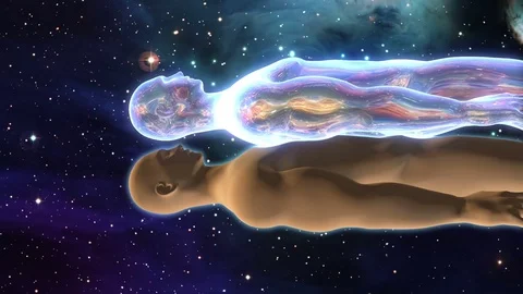 Soul Spirit Ghost Leaving Levitating Out of a  Human Body Astral Projection 3 Stock Footage