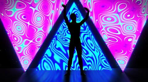 Soul of Techno Dancing In Midnight Blue and Purple Neon Bright Trippy Floor Stock Illustration