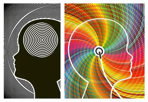 Sound activates the brain cells Illustrazione stock