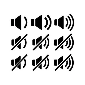 Sound and Mute Volume Control Vector Icon Set for User Interface Illustrazione stock