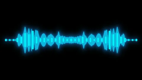 Sound and voice frequency analyzer animation. Stylish blue equalizer on black Video stock 239638438