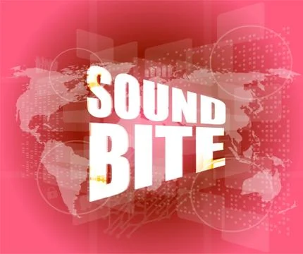 Sound bite words on digital screen background with world map Stock Illustration