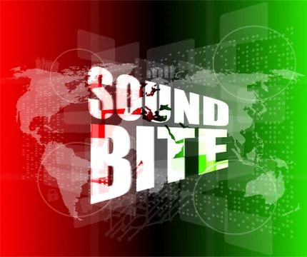 Sound bite words on digital screen background with world map Stock Illustration