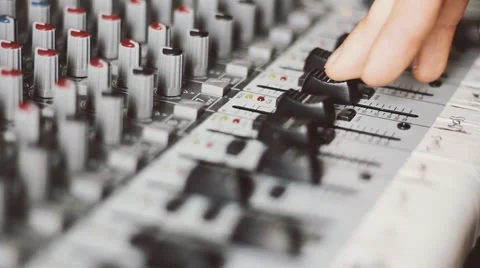 Sound Board Fader Push Stock Footage