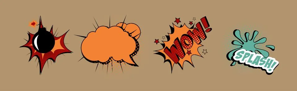 Sound Bubble Effect in Comic Style Vector Set Illustrazione stock