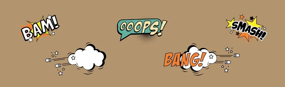 Sound Bubble Effect in Comic Style Vector Set Stock Illustration
