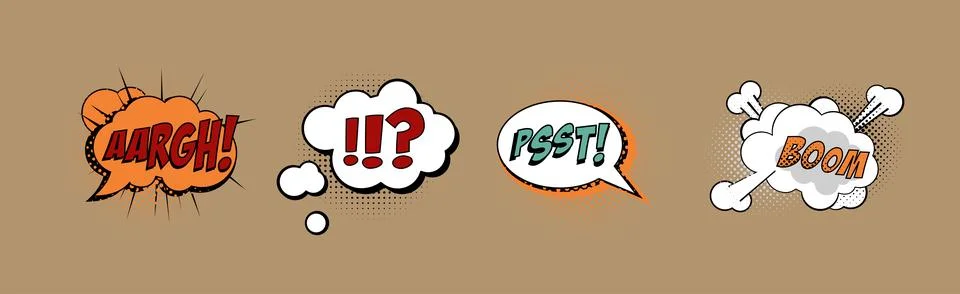 Sound Bubble Effect in Comic Style Vector Set Stock Illustration