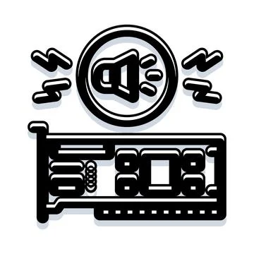 Sound card producing audio waves outline icon Stock Illustration