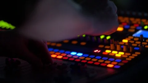 Sound Console In The Dark Stock Footage 113748931