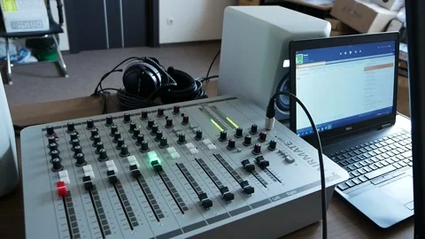 Sound control system. Professional's hand working on the audio mixer. controller 스톡 동영상 228665557