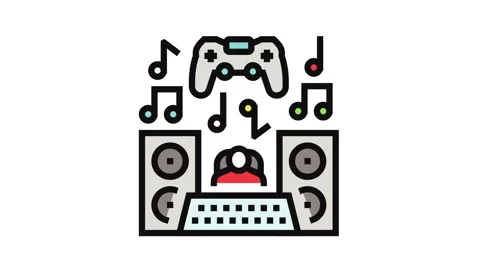 Sound design game development color icon animation Stock Footage 326105470