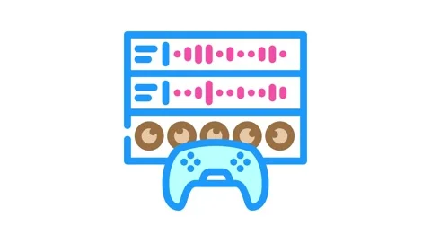 Sound design game development color icon animation Stock Footage 327266969