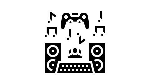 Sound design game development glyph icon animation Stock Footage 326152206