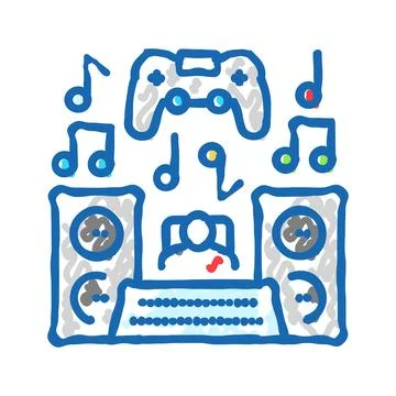 Sound design game development icon doodle illustration 스톡 일러스트