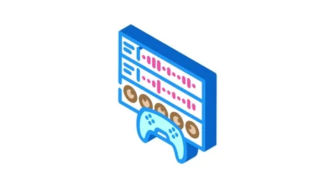 Sound design game development isometric icon animation Stock Footage 327290104