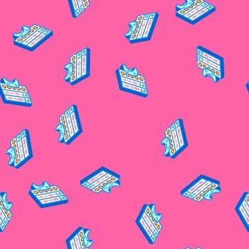 Sound design game development isometric icon seamless pattern Stock Illustration