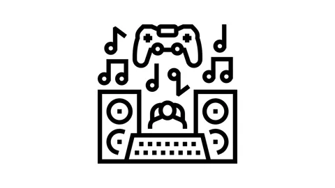 Sound design game development line icon animation Stock Footage 326131518