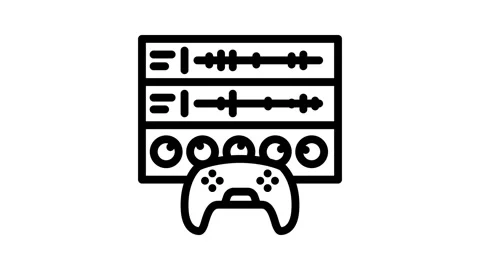 Sound design game development line icon animation Stock Footage 326760421