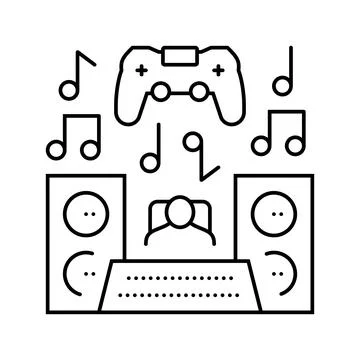 Sound design game development line icon vector illustration Stock Illustration