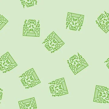 Sound design game development line seamless pattern Illustrazione stock