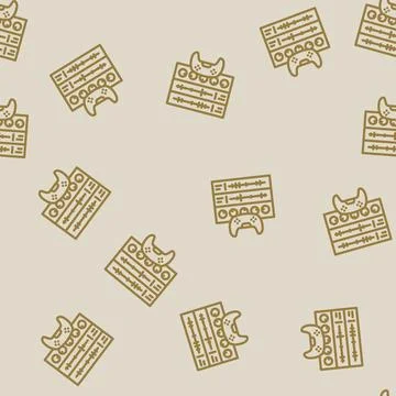 Sound design game development line vector seamless pattern Stock Illustration