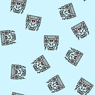 Sound design game development vector seamless pattern Stock Illustration