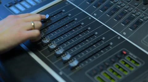 Sound designer working on the sound control Stock Footage 48040941