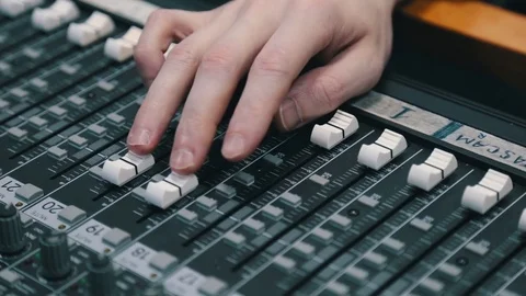 Sound director for the remote control during the live broadcast Video stock 75950606