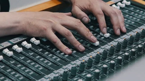 Sound director for the remote control during the live broadcast Video stock 75950631