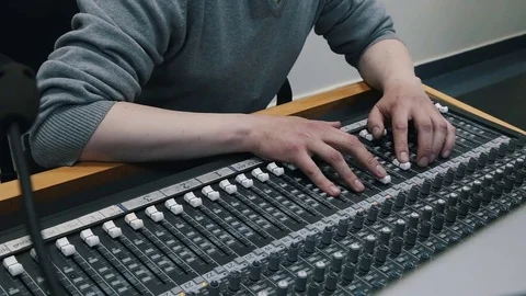 Sound director for the remote control during the live broadcast Video stock 75950641