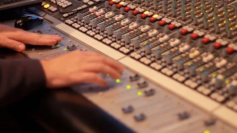 Sound director for the remote control during the live broadcast Stock Footage 86849804