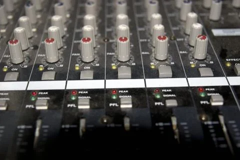 Sound editing console knobs Stock Photos