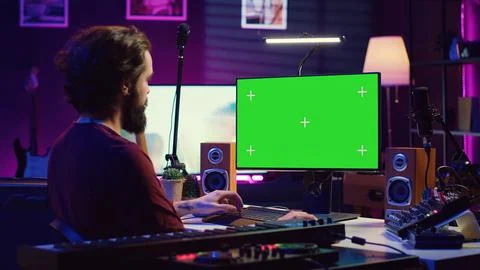 Sound engineer beginner learning acoustical engineering and mastering Foto stock