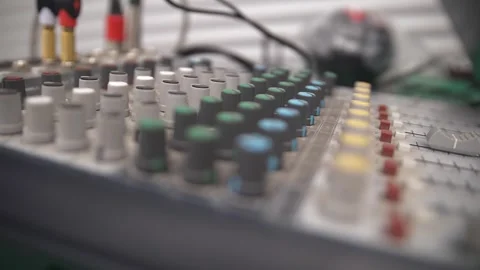 Sound engineer console close-up. Stock Footage 241093436
