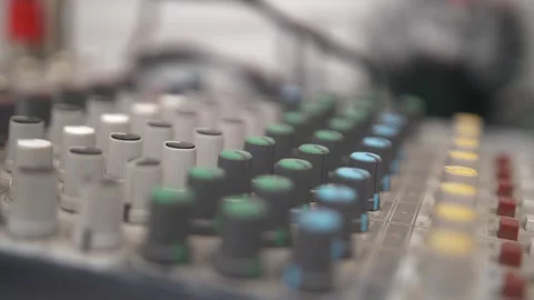 Sound engineer console close-up. Stock Footage 241093437