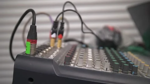 Sound engineer console close-up. Stock Footage 241093450