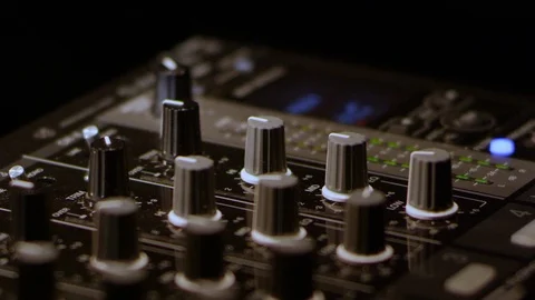 Sound engineer at the control panel, close-up male hand Stock-Footage 125329314