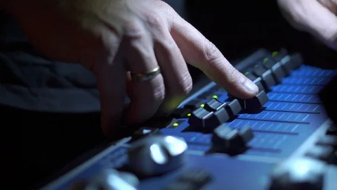 Sound engineer DJs console real event sound mix hands Stock Footage 106595102